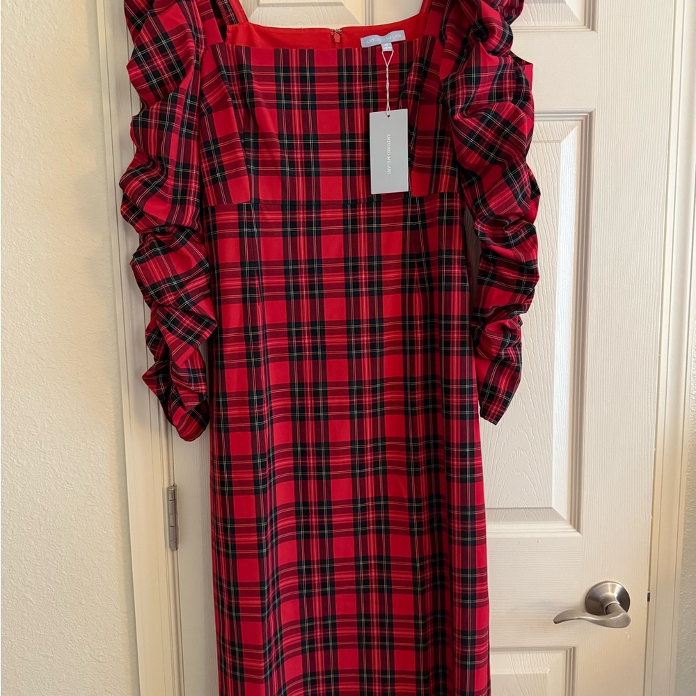 ANTONIO MELANI Red Plaid Long Sleeve Dress - Picture 6 of 8